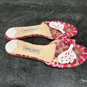 Jimmy Choo Pink and Red Floral Sandals